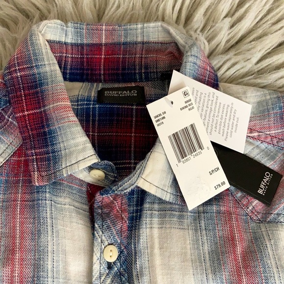 NWT Buffalo Men’s Faded Plaid Checkered Shirt - Picture 4 of 7